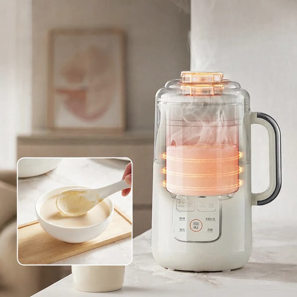 1.2L verwarmende sojamelkmaker-blender met roestvrijstalen binnenpan