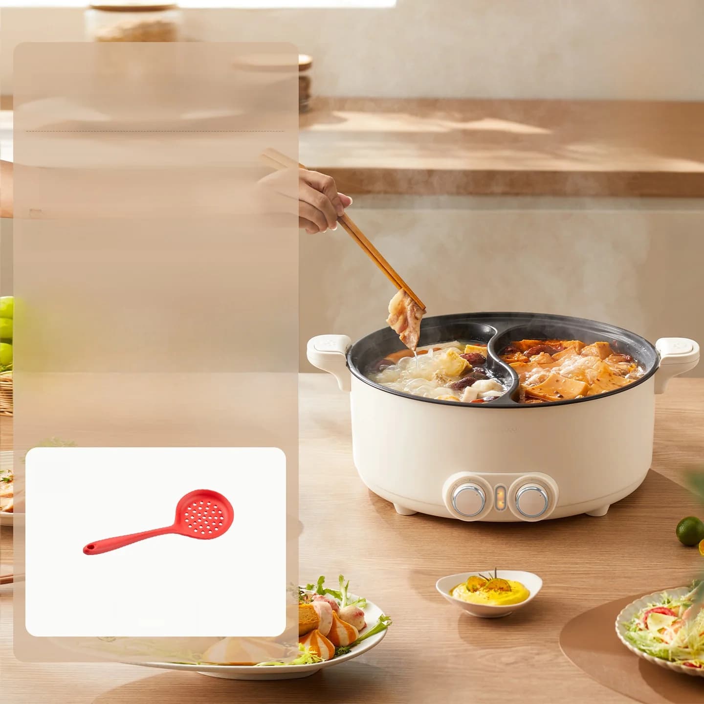 7L elektrische hotpot met dubbele zones en onafhankelijke temperatuurregeling