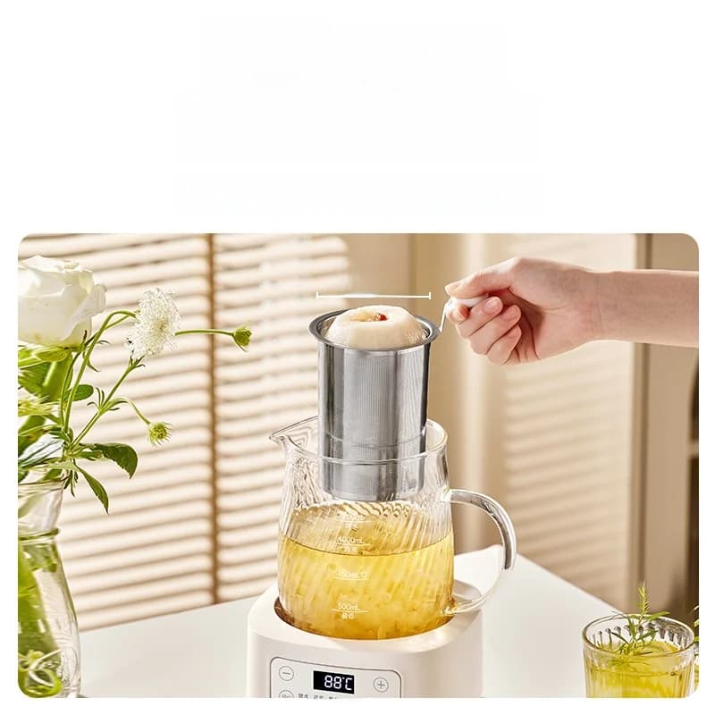 Glazen elektrische kookpot met temperatuurregeling 1.2L