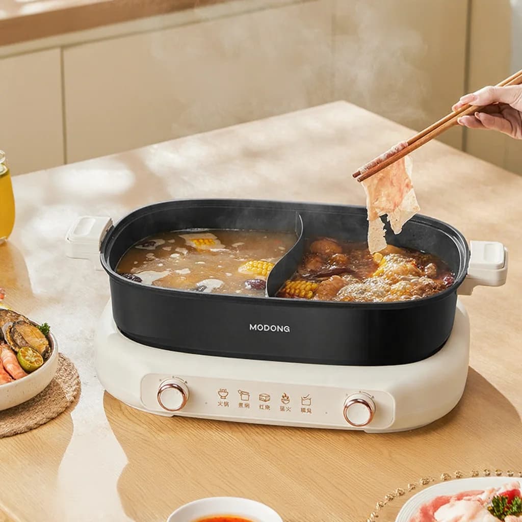 Gesplitste elektrische hotpot 7L verdiepingspot met dubbele temperatuurregeling
