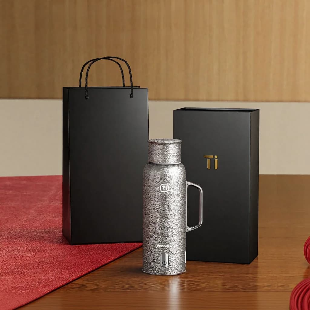Titanium verwarmde geïsoleerde beker met handvat 680ml geschenkdoos
