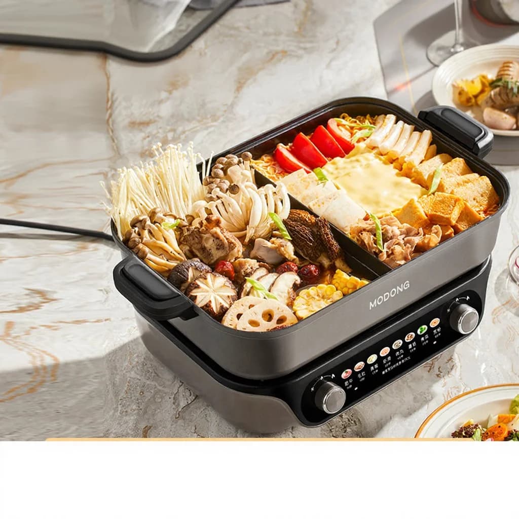 Gespleten elektrische hotpot met antiaanbaklaag, capaciteit 8L