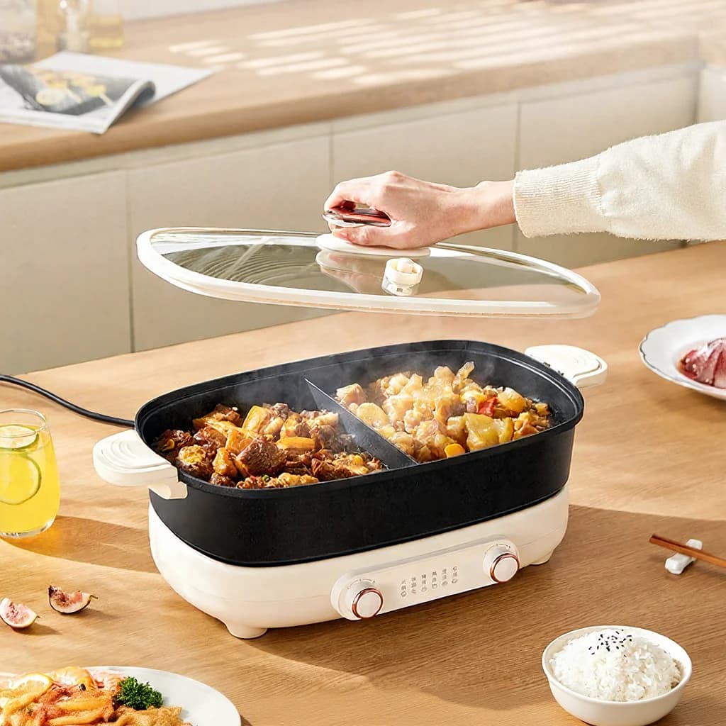 Gesplitste elektrische hotpot 7L met onafhankelijke temperatuurregeling per zone