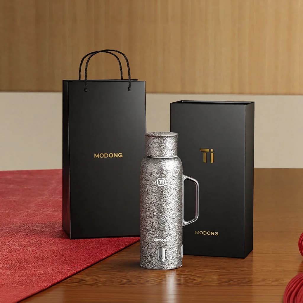 Pure titanium geïsoleerde reismok met magnetisch deksel