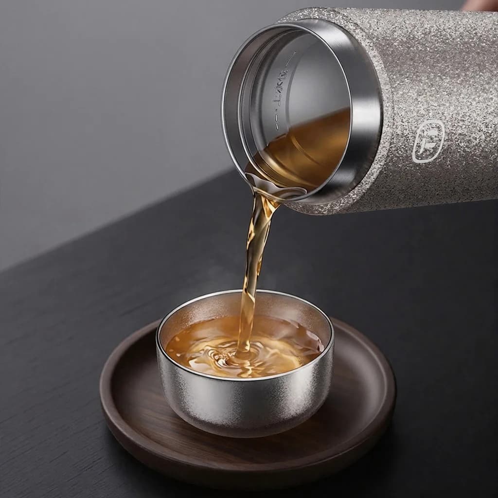 Pure Titanium Kung Fu theekopset, dubbele beker 55ml