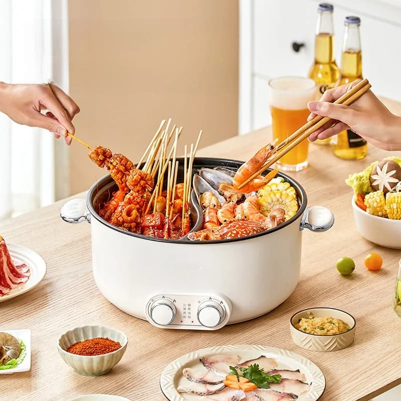 Dubbel bediende elektrische hotpot 6L grote inhoud anti-aanbak