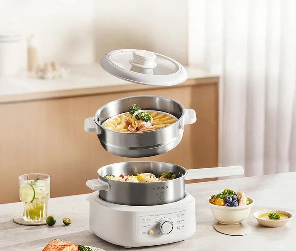 Roestvrijstalen elektrische hotpot met stoommand, 3L, 220V