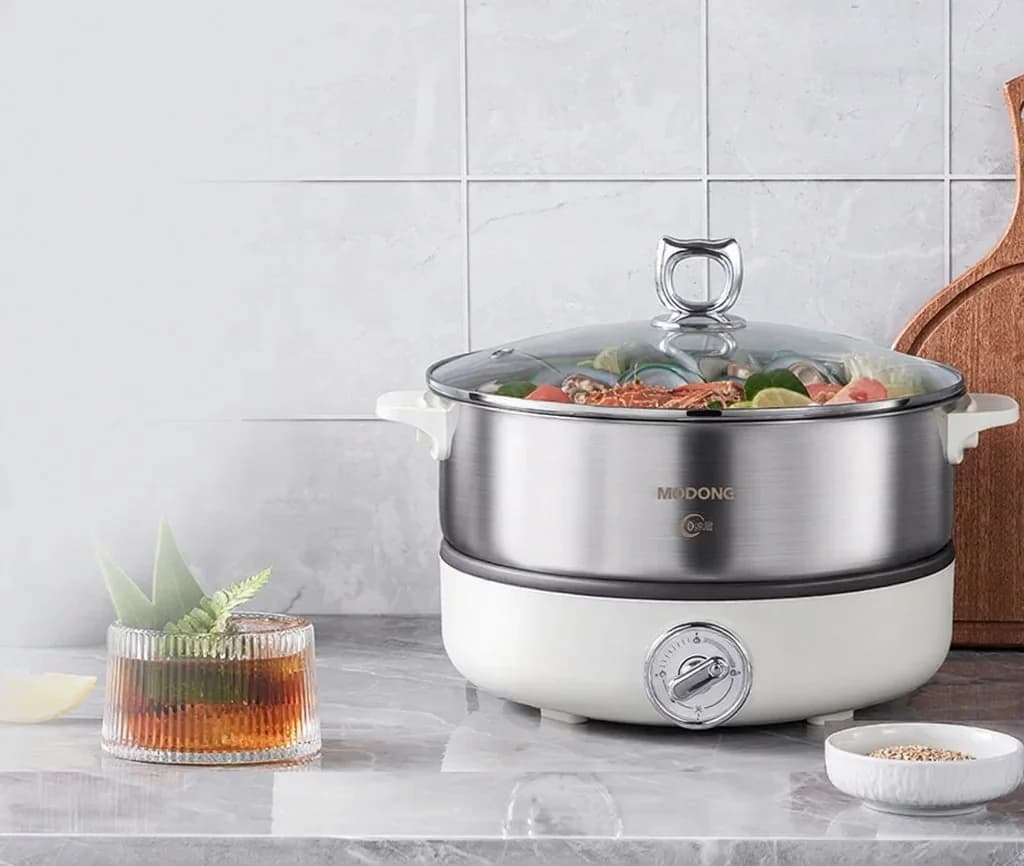 Gesplitste elektrische hotpot met roestvrijstalen panvoering, 1500W