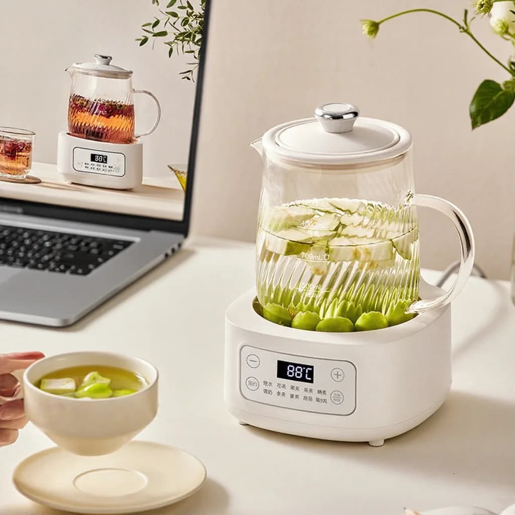 Glazen elektrische kookpot met temperatuurregeling 1.2L