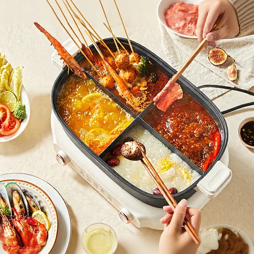 Gesplitste elektrische hotpot 7L verdiepingspot met dubbele temperatuurregeling