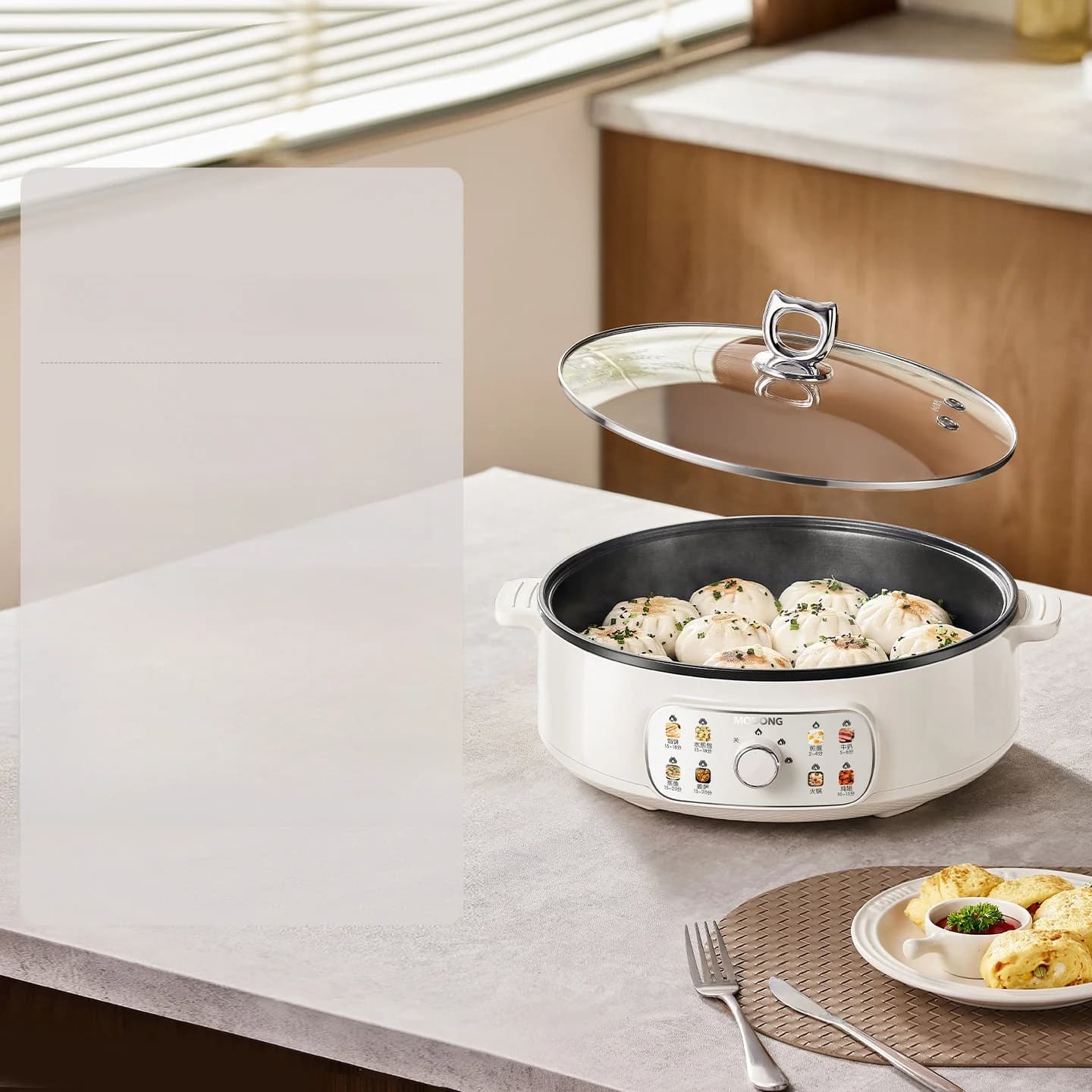 Elektrische grillpan met deksel 1800W 3 warmtestanden antiaanbaklaag