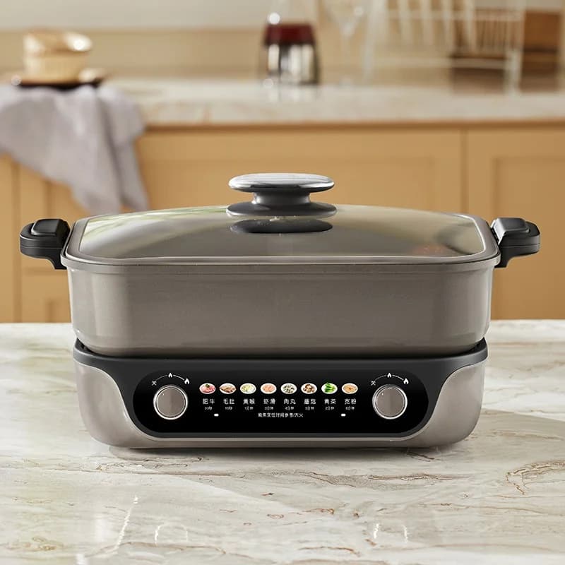Elektrische gesplitste hotpot, dubbele draaiknopbediening, 8L, zwart