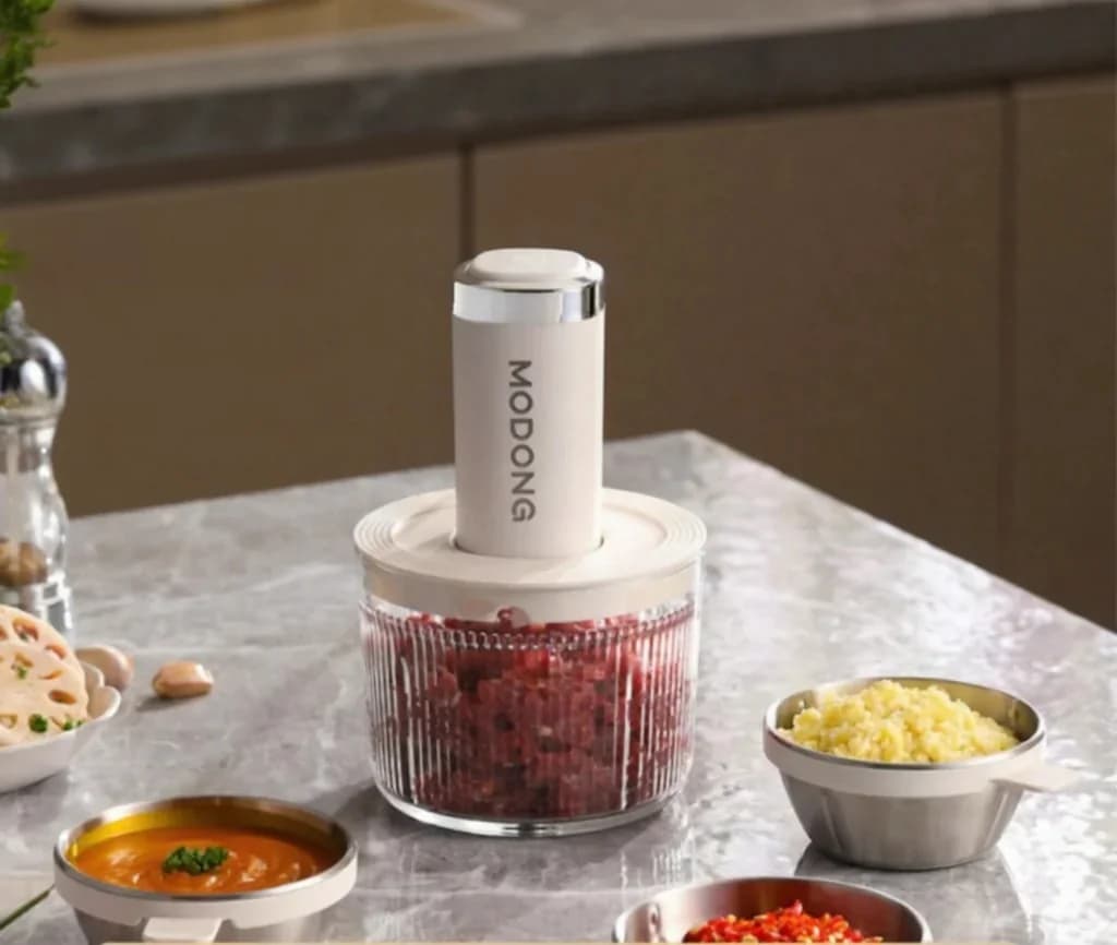 Elektrische foodprocessor met glazen kom, 4 messen, voor thuis