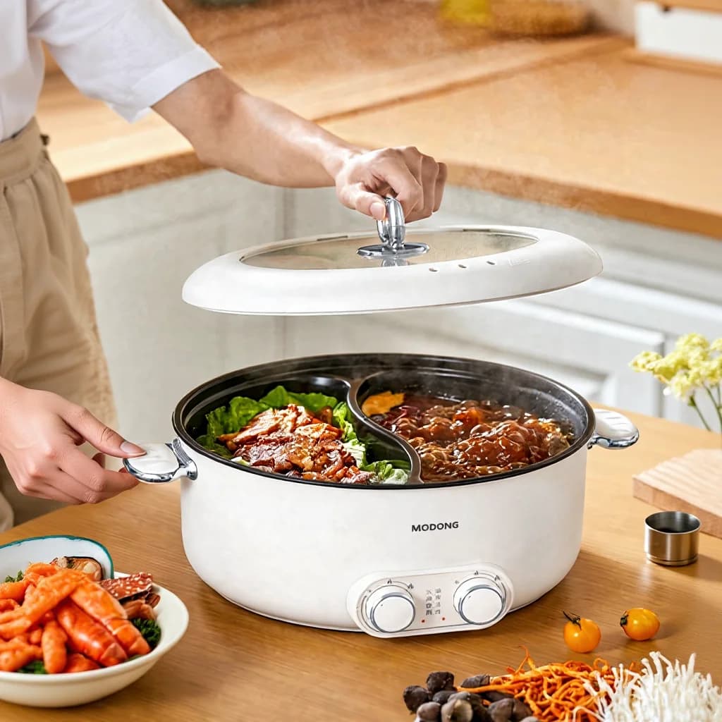 Dubbel bediende elektrische hotpot 6L grote inhoud anti-aanbak