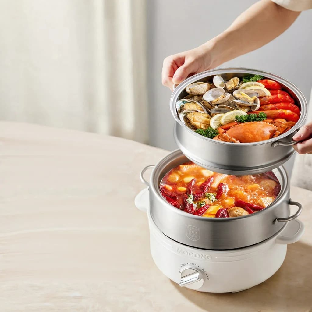 Gesplitste elektrische hotpot van roestvrij staal, 2L, 3 warmtestanden