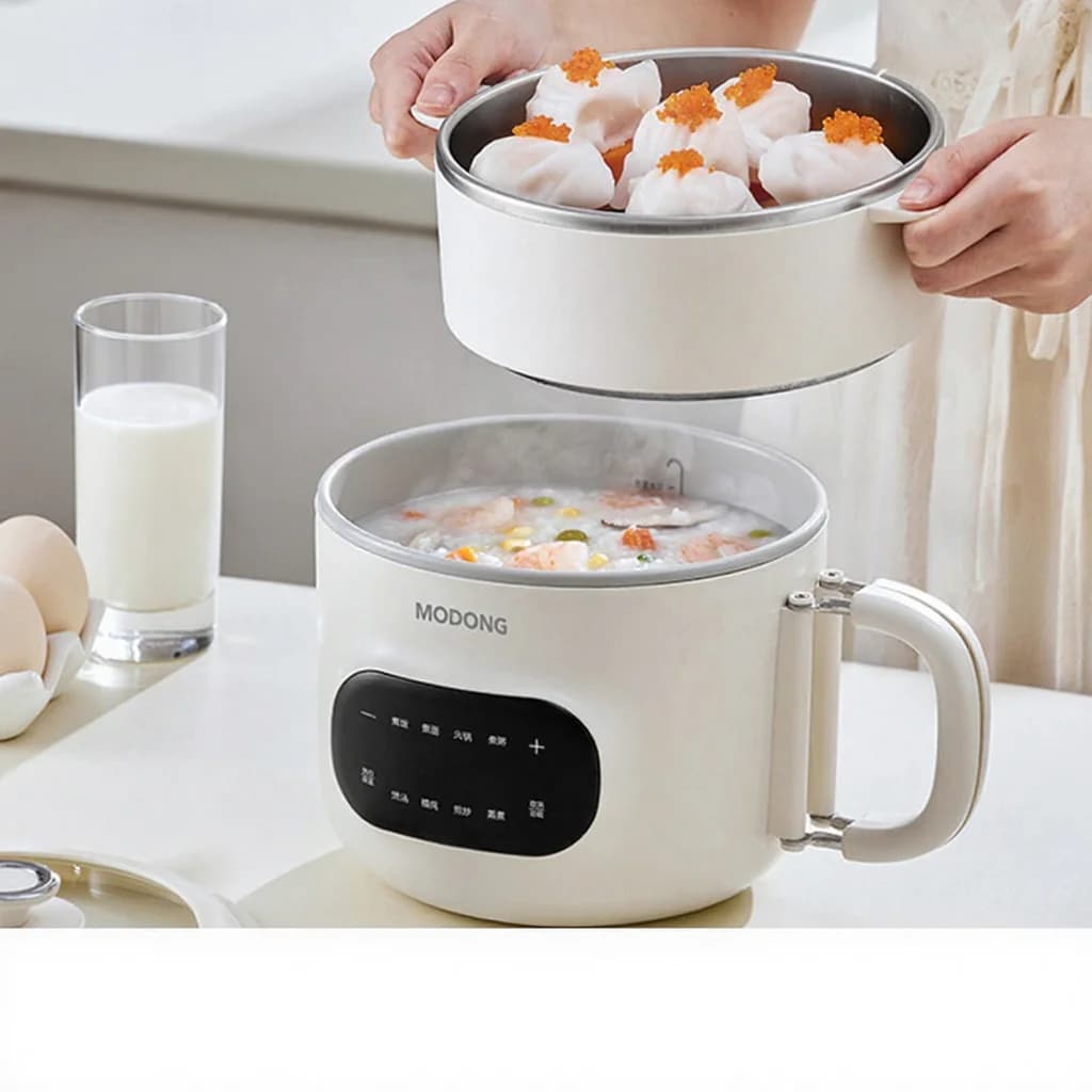 Mini elektrische kookpot 2L antiaanbak keramische binnenpot met stoominzet