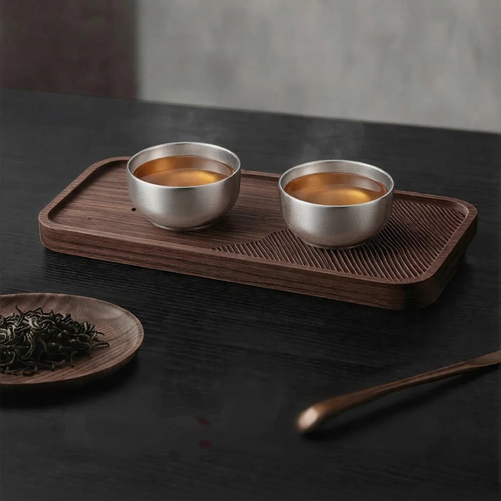 Pure Titanium Gongfu Theekopjes Set 55ml Handgemaakt Mat