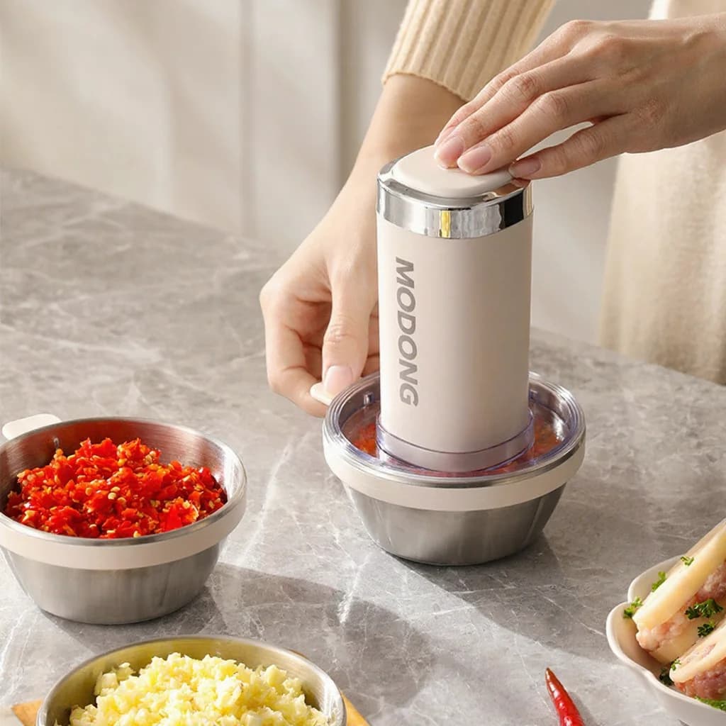 Elektrische Foodchopper met Glazen Kom, 4 Messen