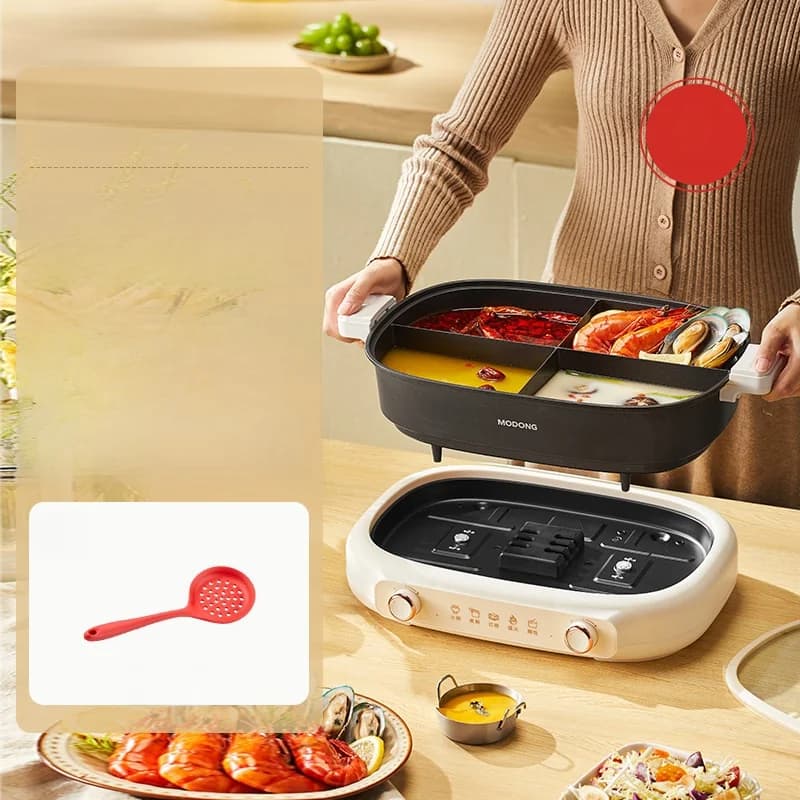 Gesplitste elektrische hotpot 7L verdiepingspot met dubbele temperatuurregeling