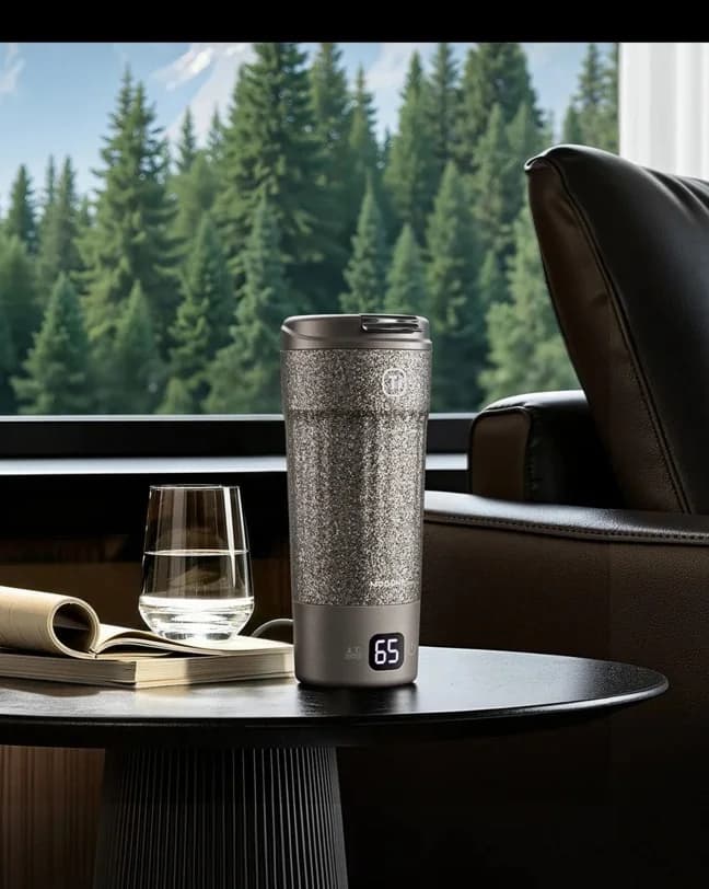 Titanium elektrische reisbeker 400ml met temperatuurdisplay