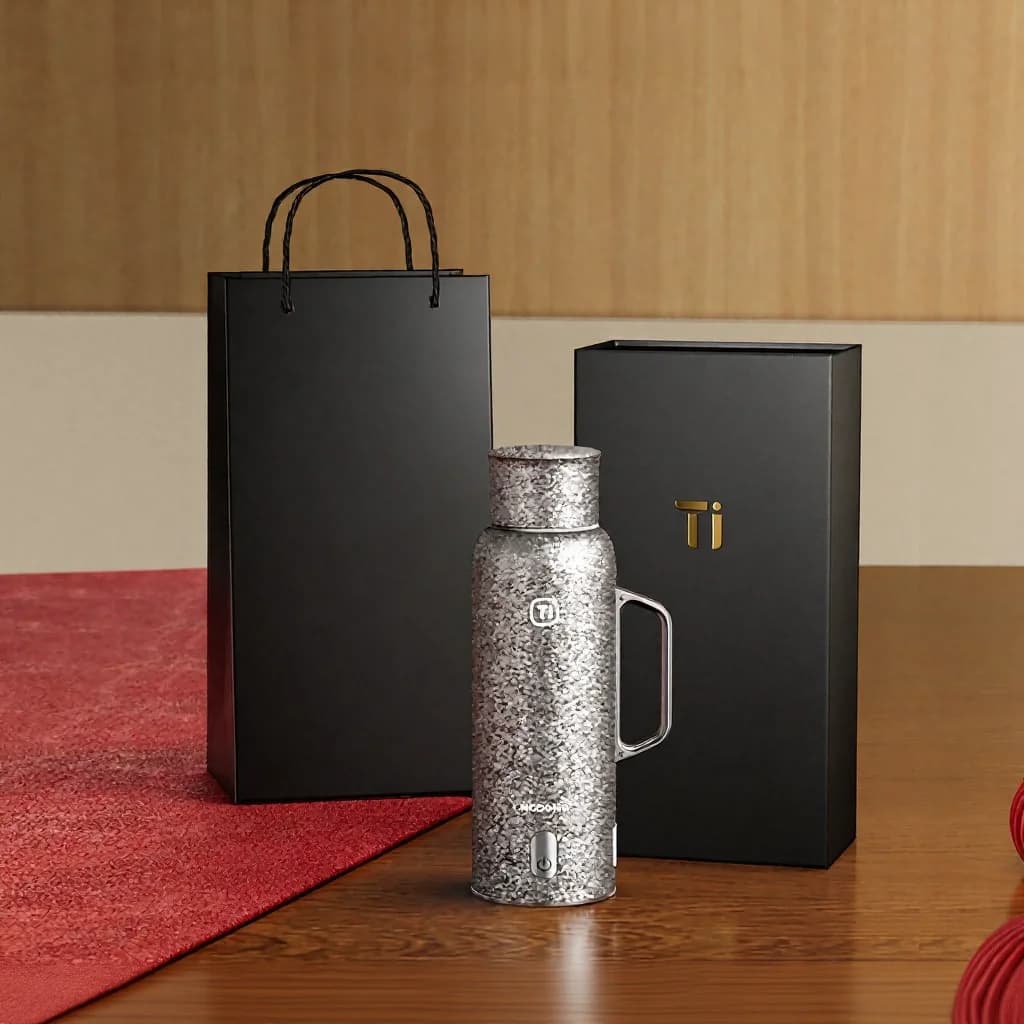 Pure titanium geïsoleerde reismok met magnetisch deksel