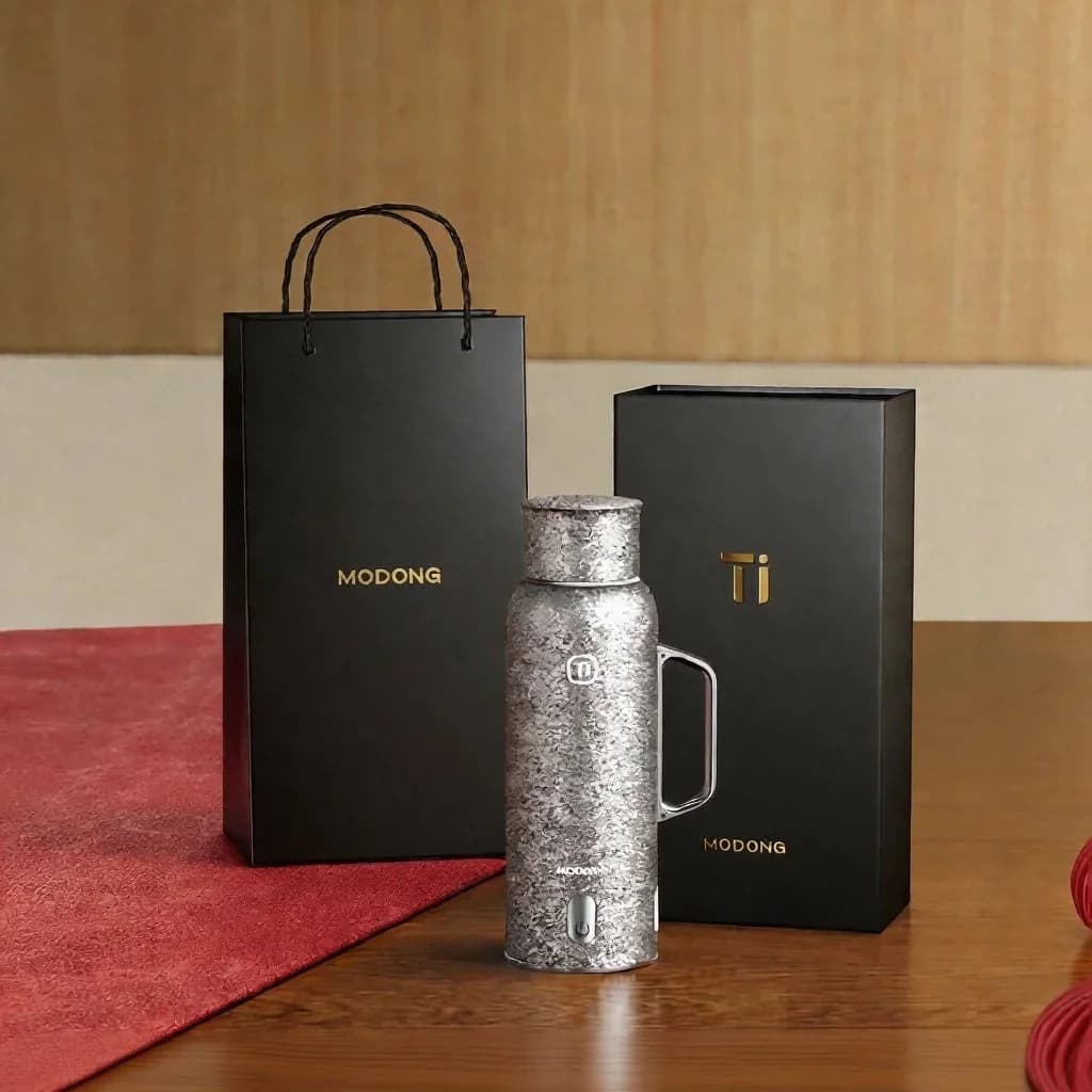 Titanium verwarmde geïsoleerde beker met handvat 680ml geschenkdoos