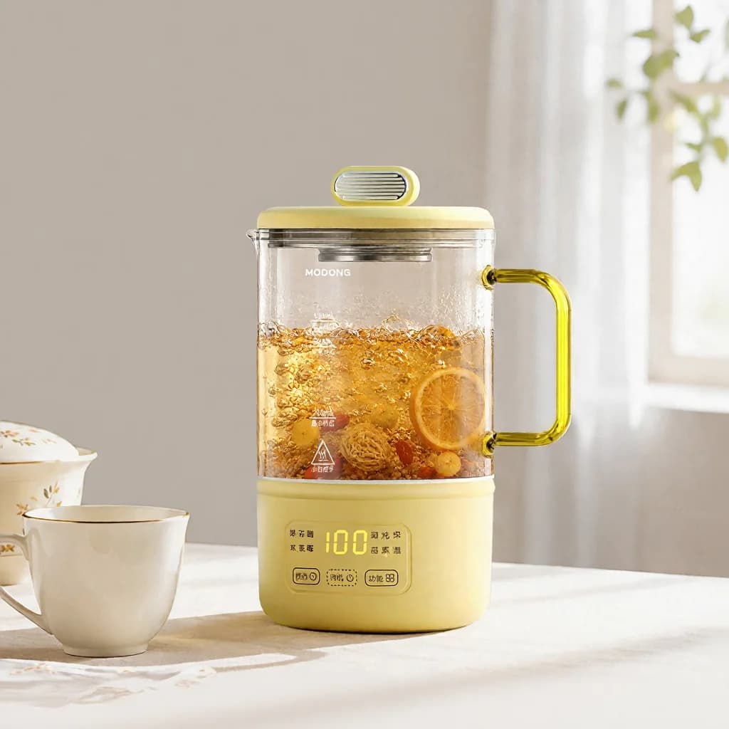 Glazen elektrische gezondheidskoker 600ml 500W met warmhoud- en timerfunctie