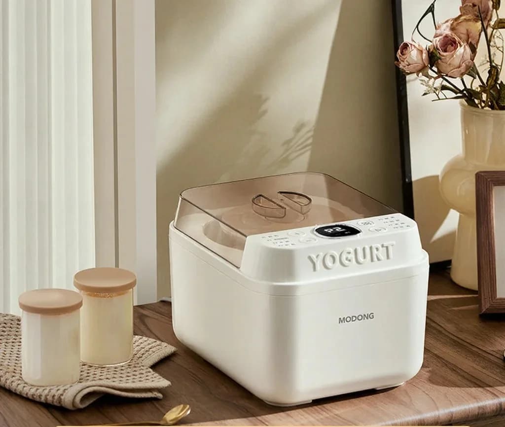 Elektrische yoghurtmaker met glazen binnenpan en timer