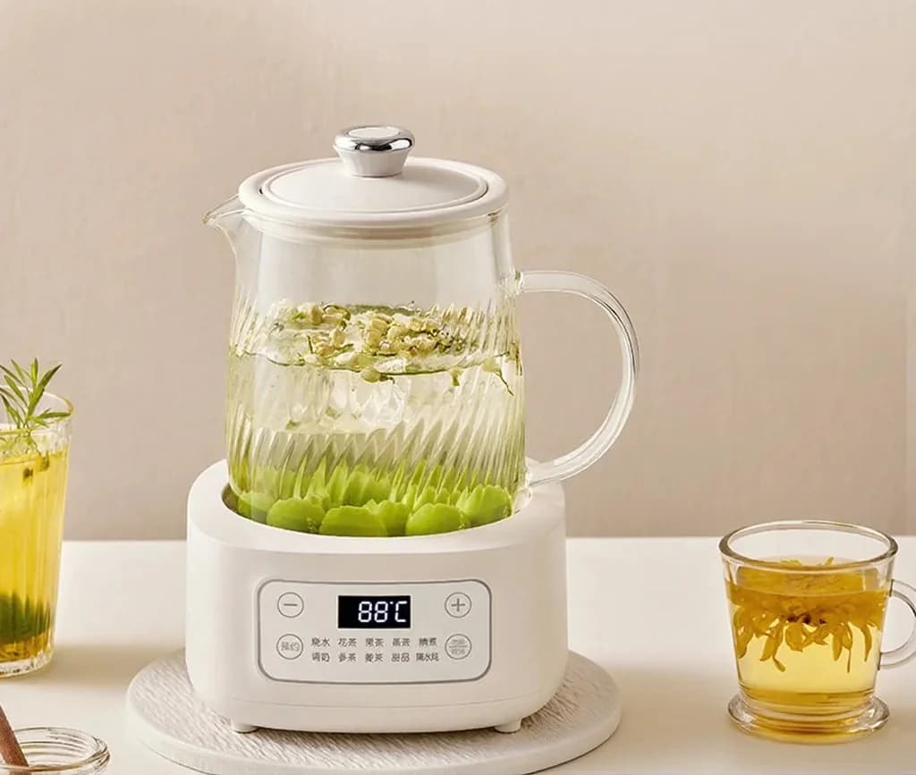Glazen elektrische gezondheidskoker 1-1.5L touchbediening voor thee