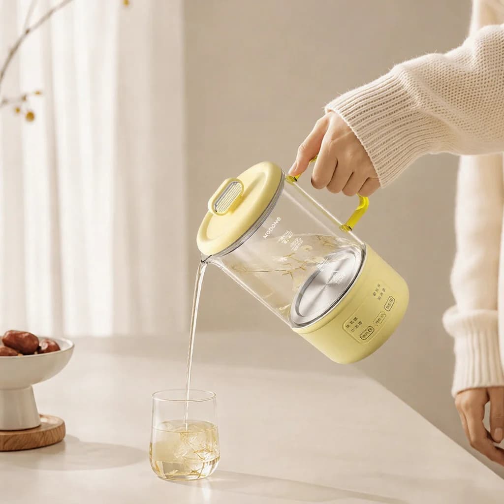 Glazen Elektrische Gezondheidspot 600ml 500W met Warmhouden en Timer