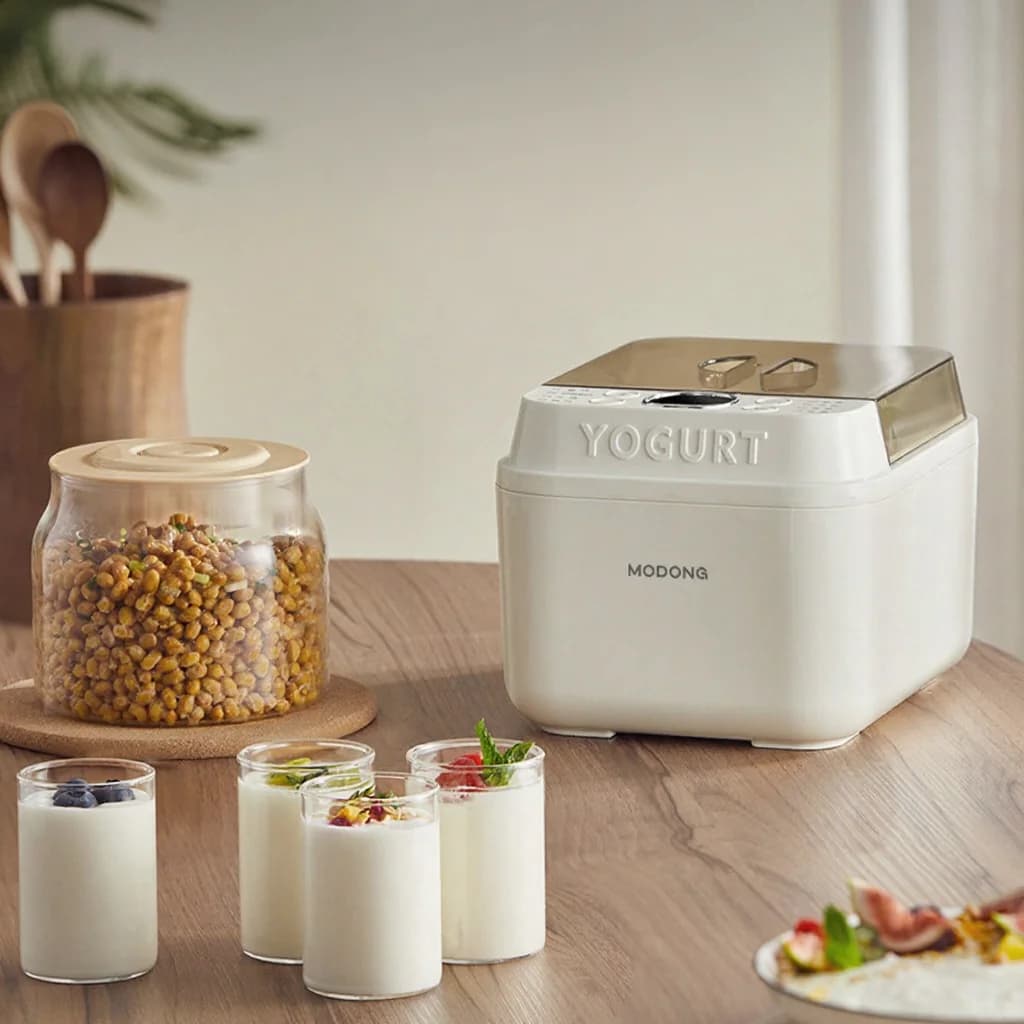 Elektrische yoghurtmaker met glazen binnenpan en timer