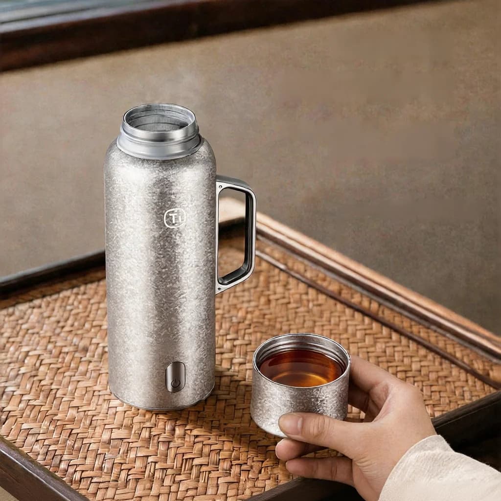Titanium verwarmde geïsoleerde beker met handvat 680ml geschenkdoos