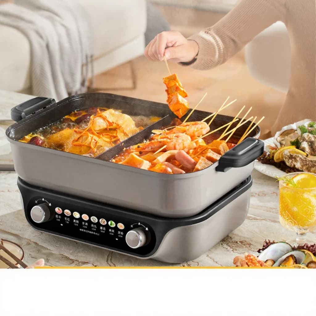 Elektrische gesplitste hotpot, dubbele draaiknopbediening, 8L, zwart
