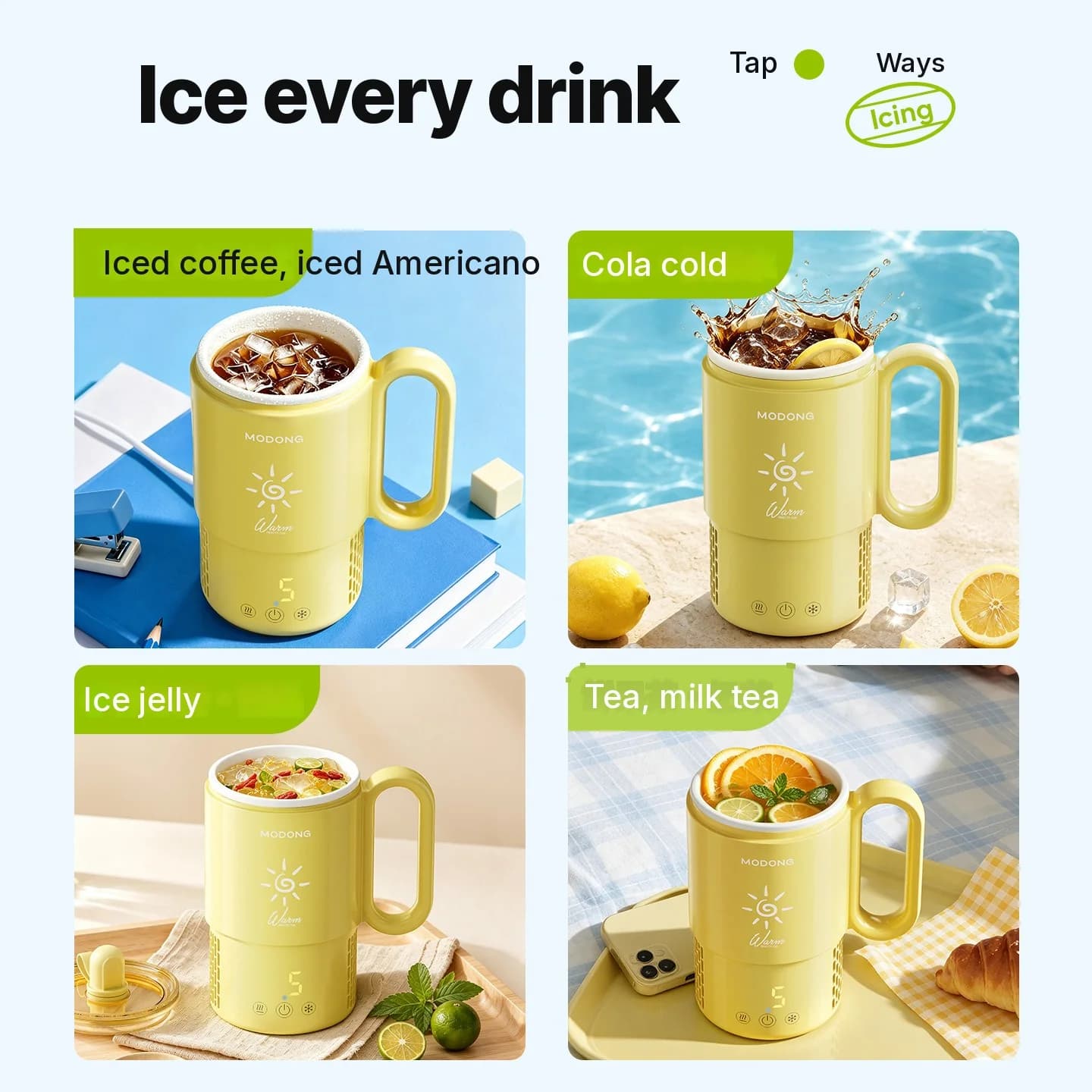 Mini koel- en verwarmbeker 450mL 36W touchbediening