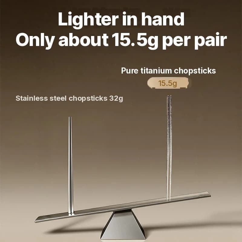 Set pure titanium eetstokjes, 5 paar, 23cm, spiegelgepolijst