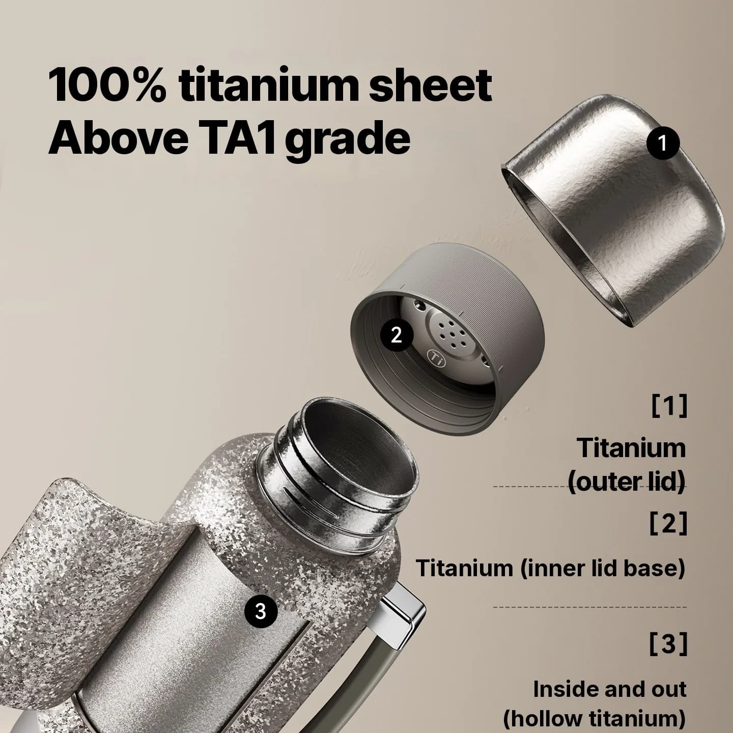 Titanium elektrische verwarmingswaterbeker 1L voor auto en thuis