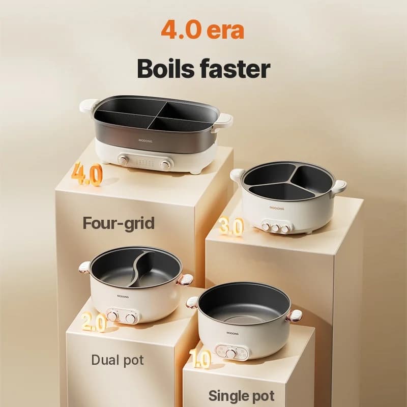Elektrische Hotpot 7L met scheidingswand of vier vakken, 220V, gedeelde pan