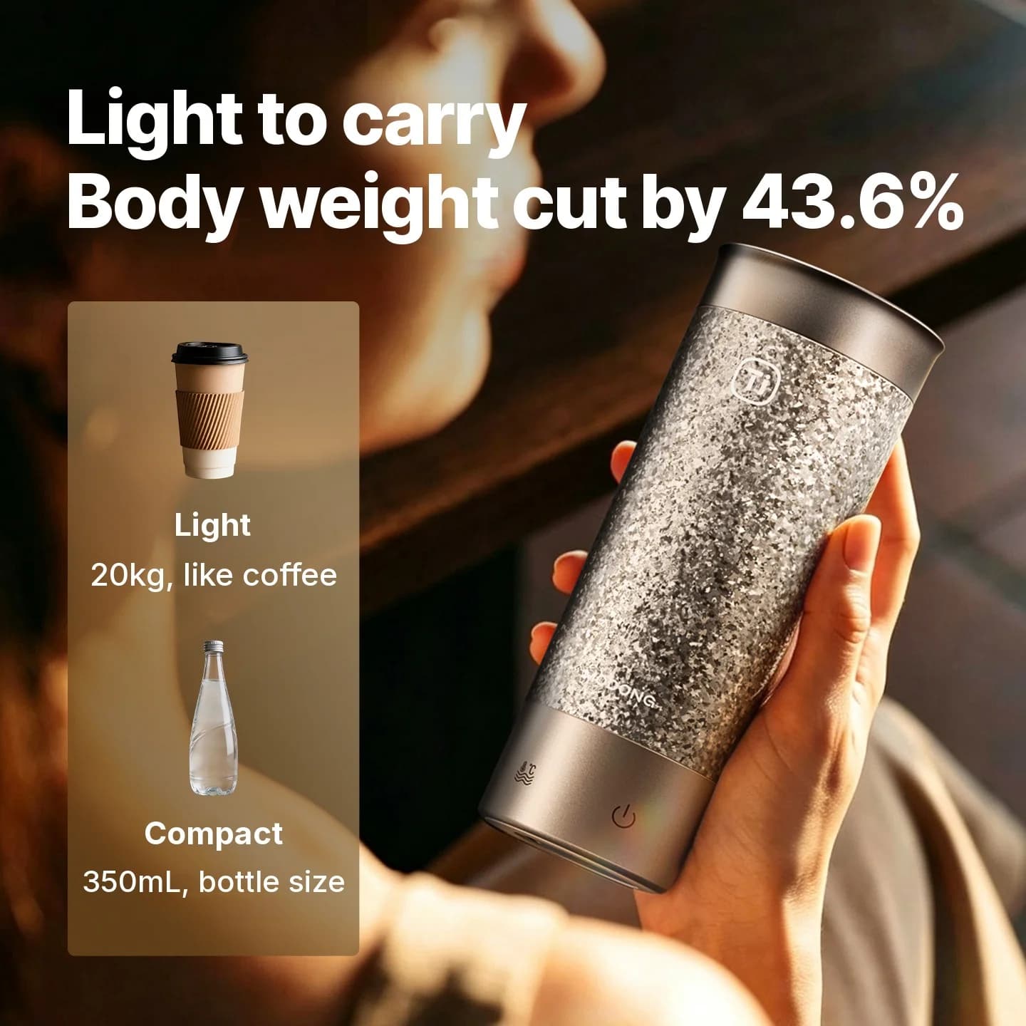 Titanium elektrische verwarmde reisbeker 350ml met temperatuurregeling