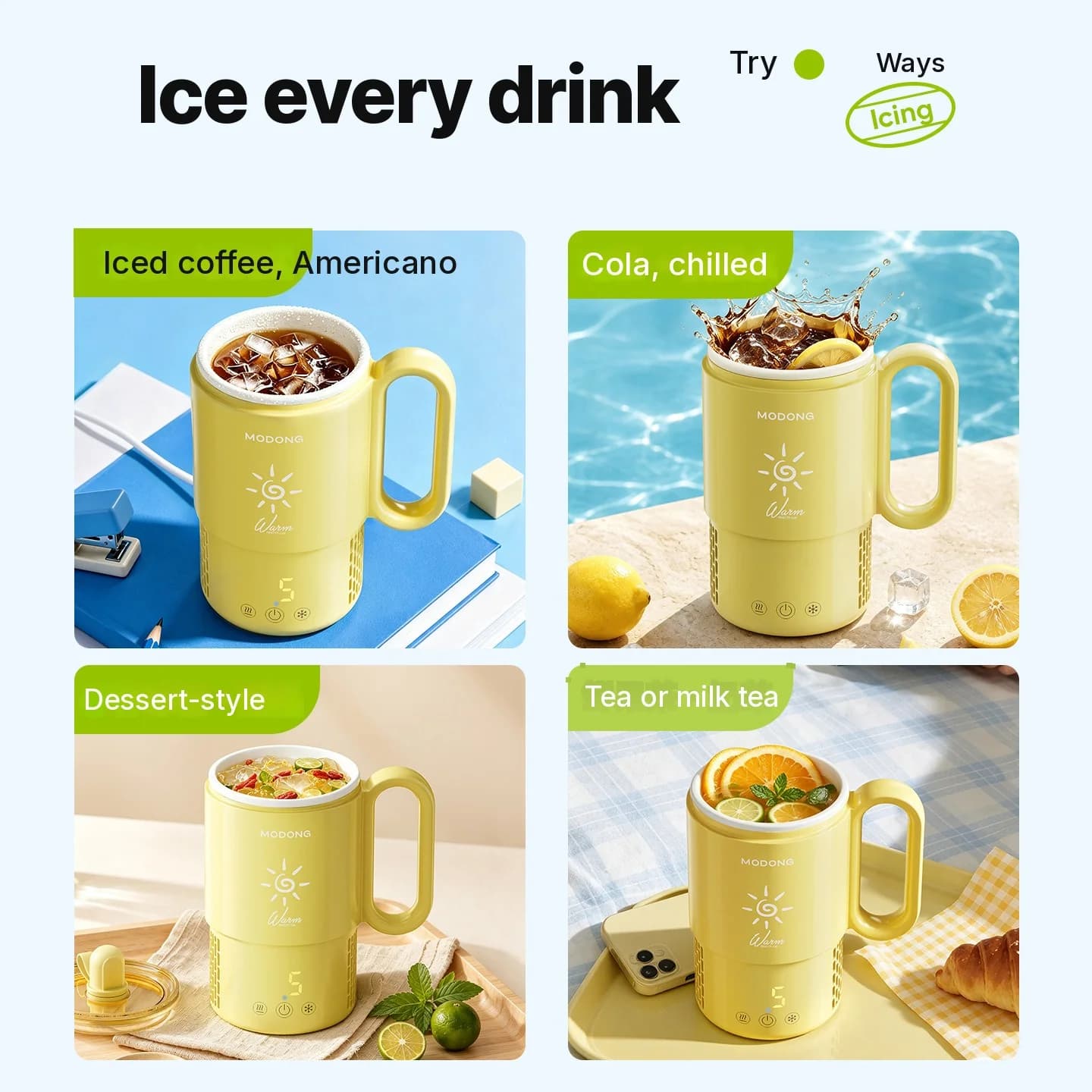 Mini koel- en verwarmingsbeker 450mL 36W touchbediening