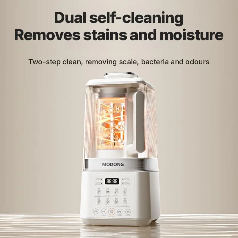 Verwarmende blender met dubbele bekers en automatische warmhoudfunctie