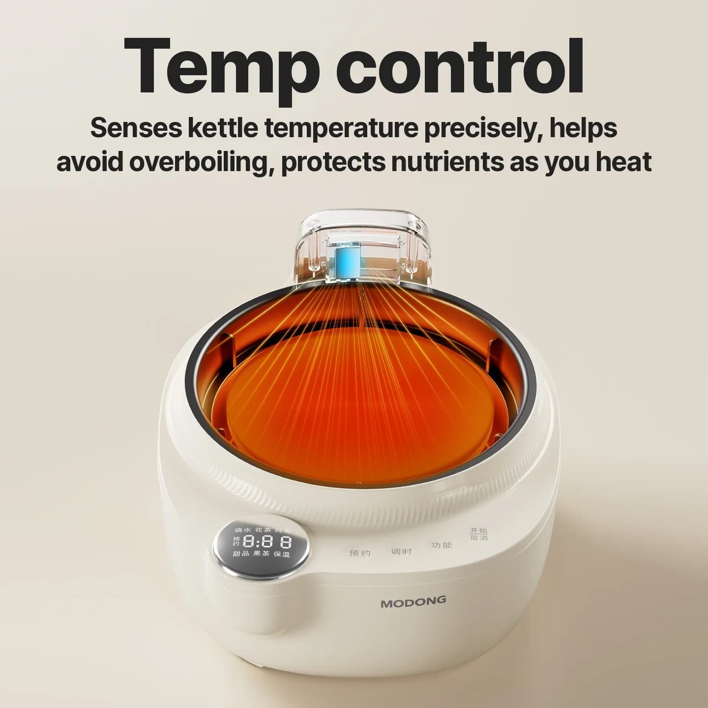 Glazen elektrische waterkoker met temperatuurregeling, 1L