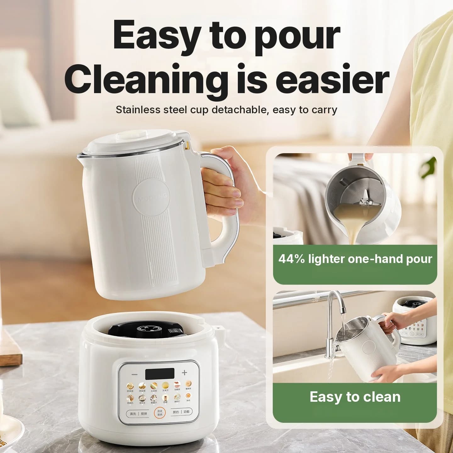 Verwarmende blender sojamelkmaker met zelfreiniging 800W