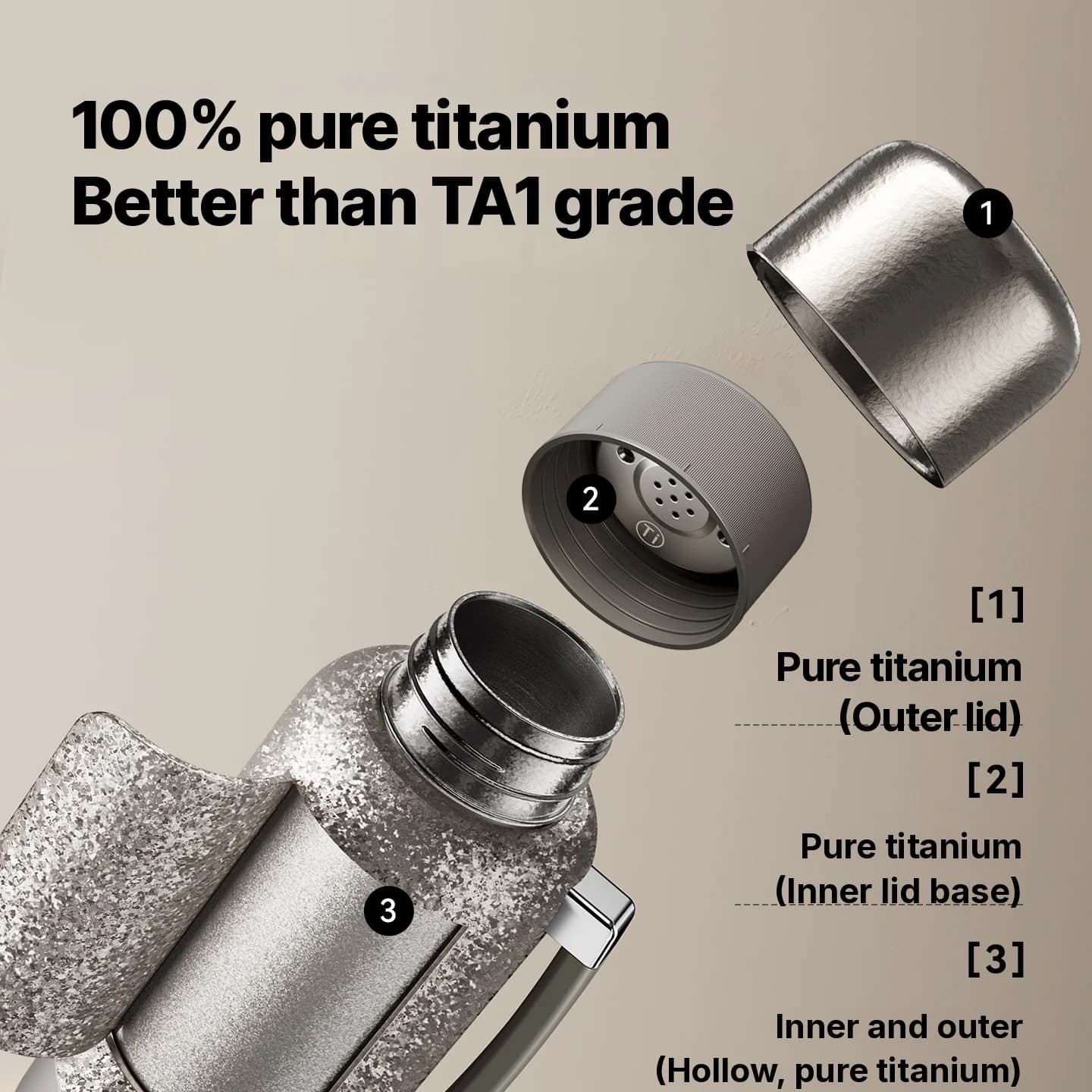 Pure titanium elektrische verwarmbeker met isolatie 1200ml
