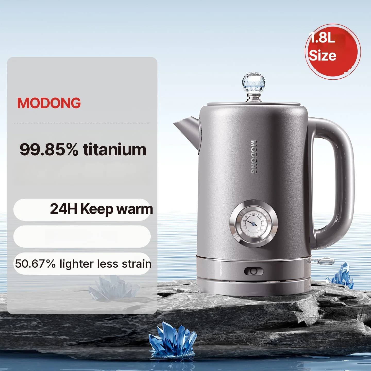304 roestvrijstalen elektrische waterkoker 1.8L warmhoudfunctie 1500W