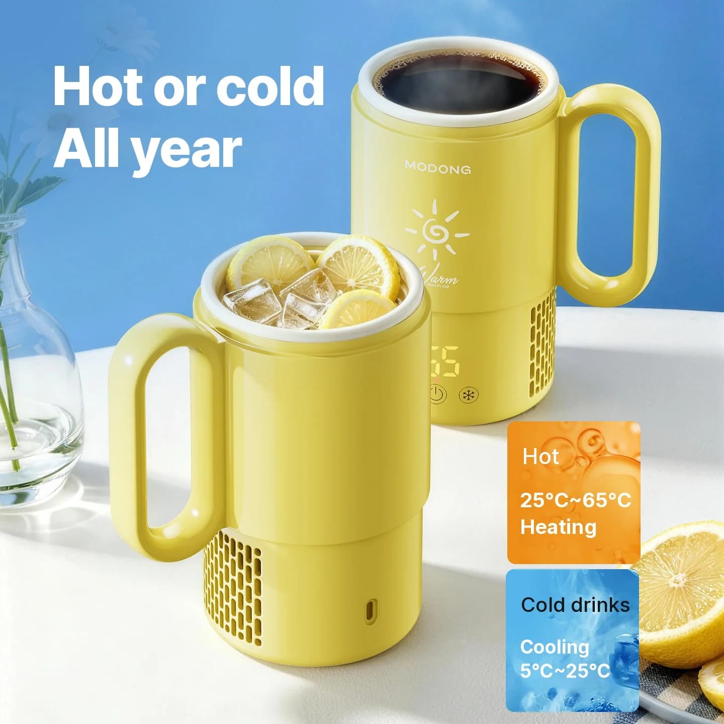 Mini koel- en verwarmingsbeker 450mL 36W touchbediening