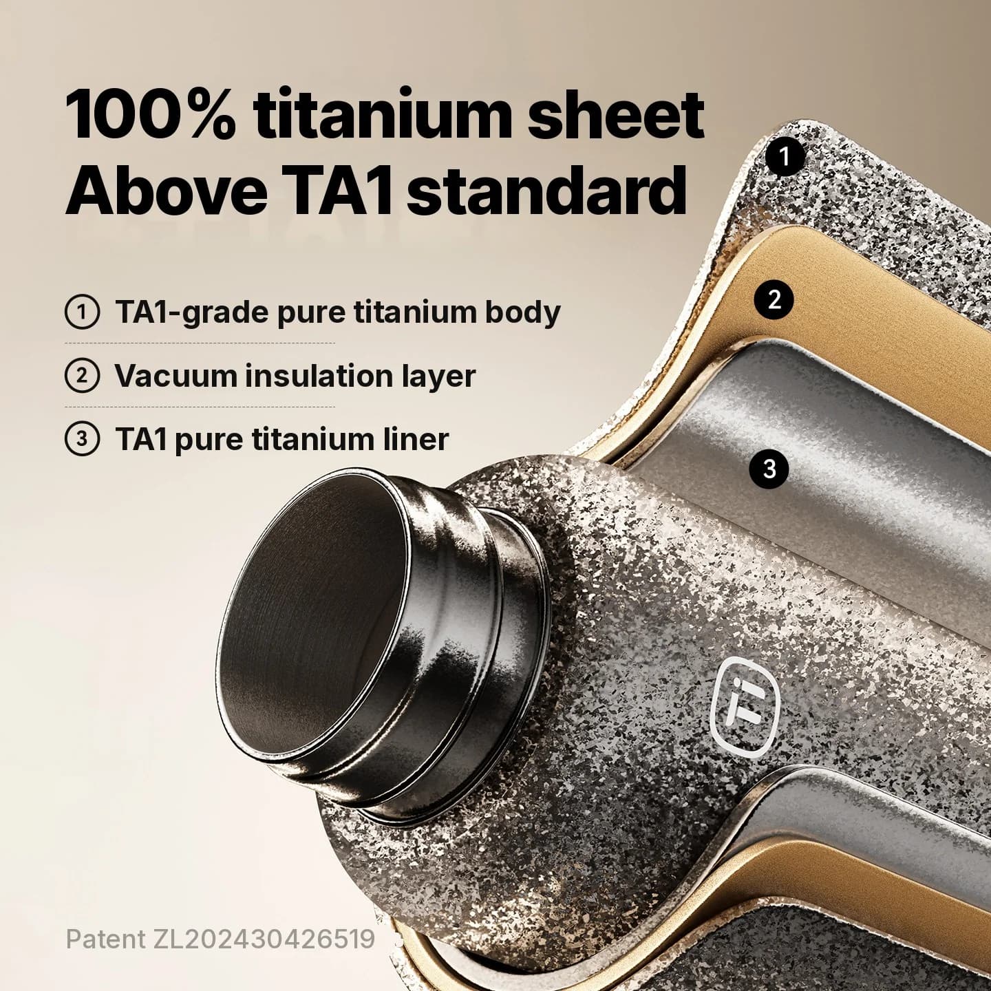 Pure titanium elektrische verwarmbeker met isolatie 1200ml