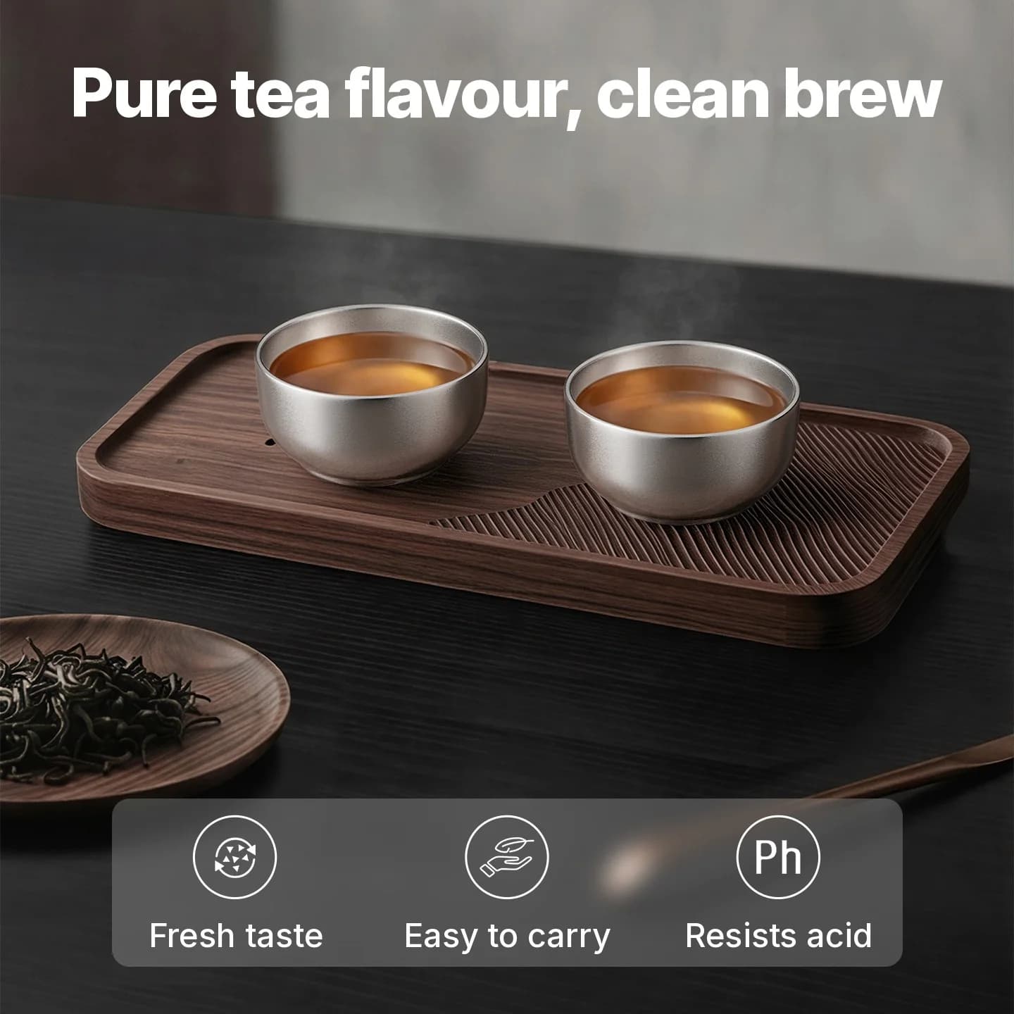 Pure titanium gongfu theekop set 55ml handgemaakt effen afwerking