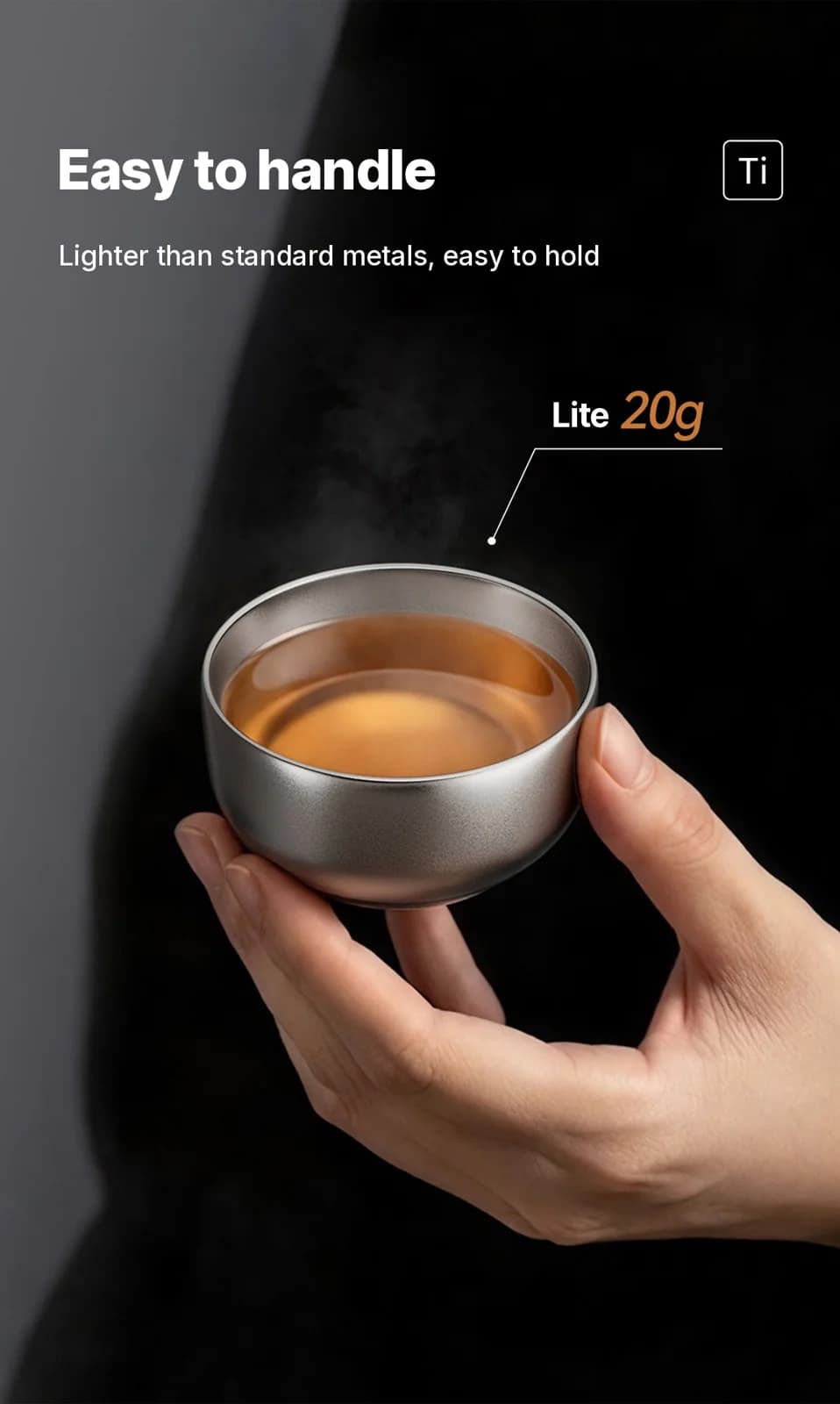 Pure Titanium Gongfu Theekopjes Set 55ml Handgemaakt Mat
