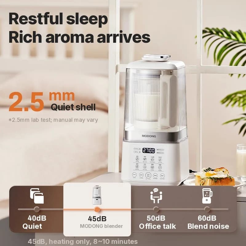 Verwarmende blender met dubbele bekers en automatische warmhoudfunctie