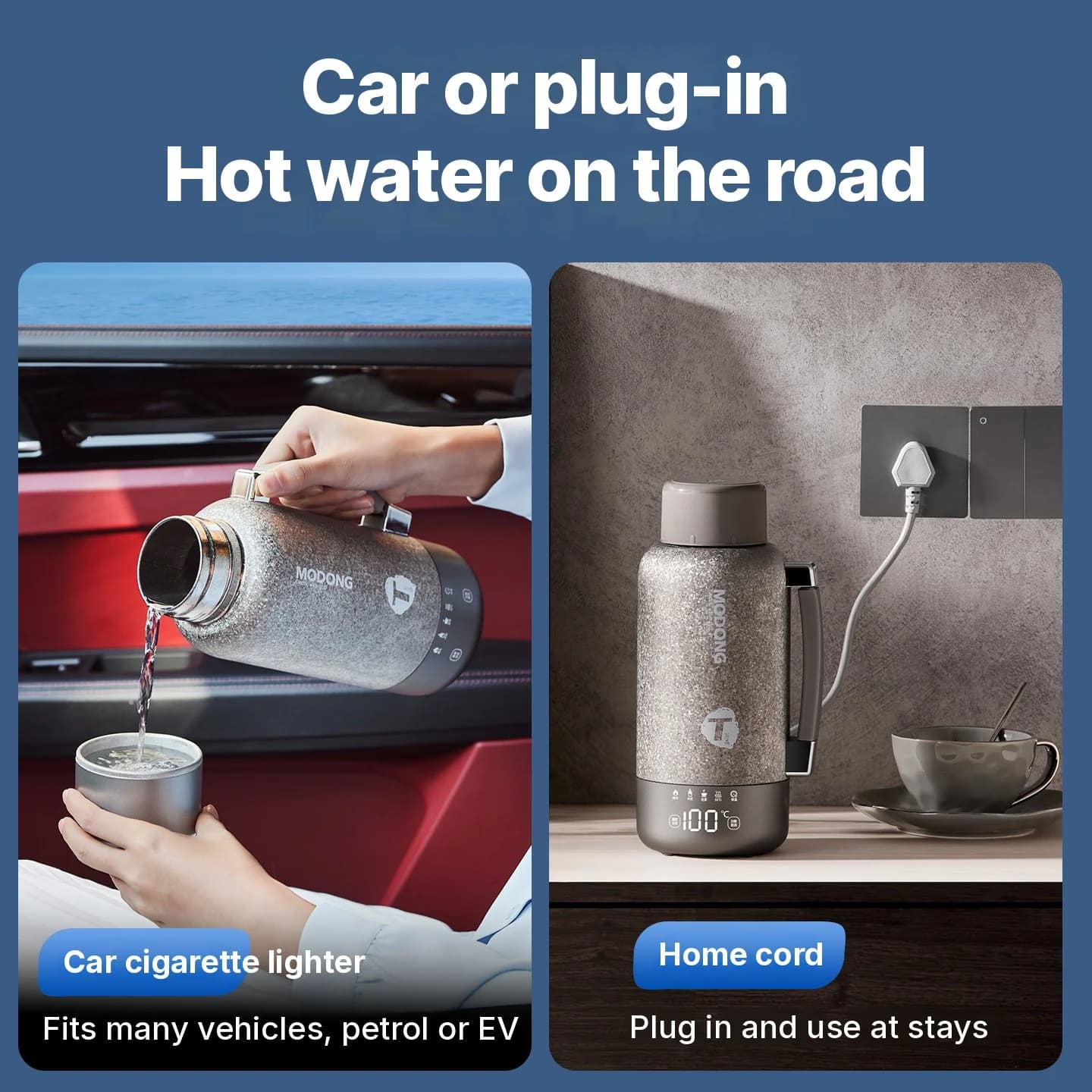 Draagbare titanium elektrische verwarmingsbeker 1L dual-mode reisketel